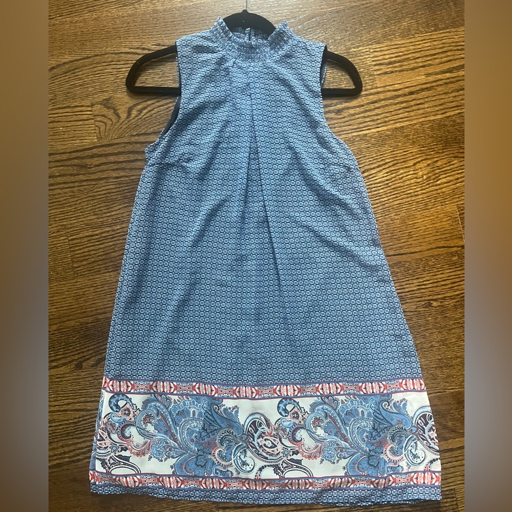 Speechless Blue and White Patterned Dress
